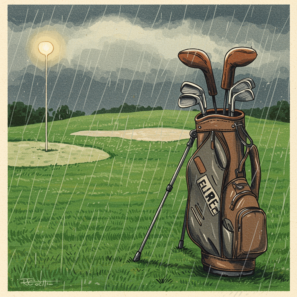 Golf bag on the course